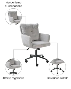 Sedia da scrivania ALPINE Finta pelliccia Grigio