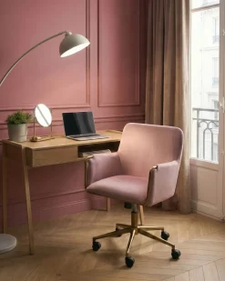 Sedia da scrivania ALTONA Velluto Rosa pastello