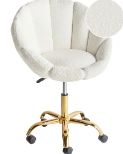 Sedia da scrivania ANNABELLE Bouclé Bianco