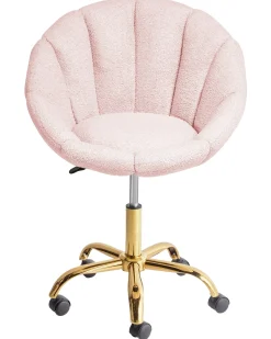 Sedia da scrivania ANNABELLE Bouclé Rosa pastello