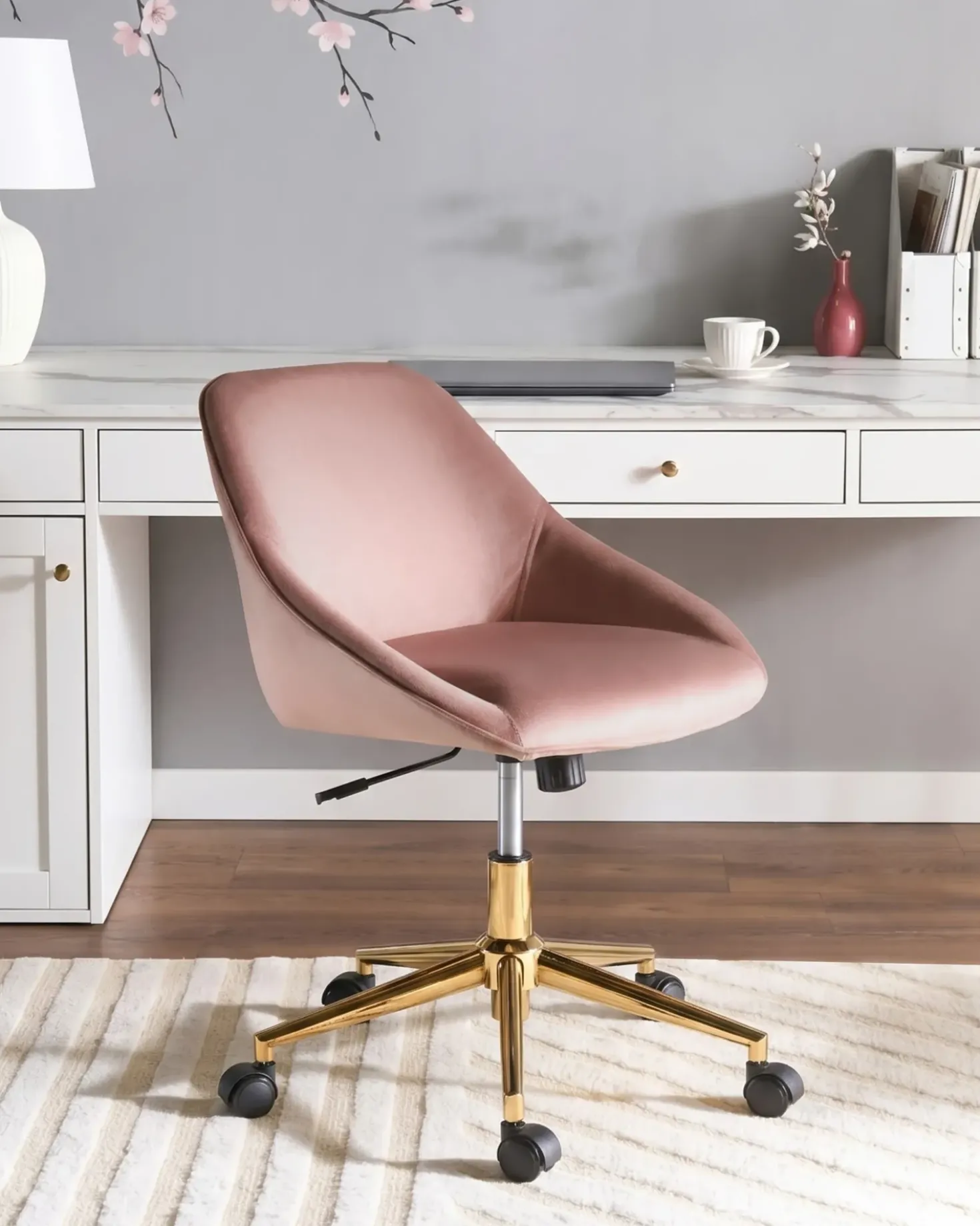Sedia da scrivania BARDSDALE Velluto Rosa