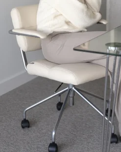 Sedia da scrivania CANDOR Pelle sintetica Bianco sporco