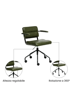 Sedia da scrivania CANDOR Pelle sintetica Verde scuro