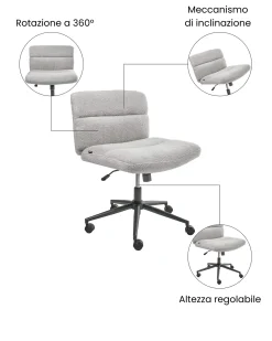Sedia da scrivania CATLIN Bouclé Grigio chiaro