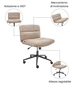 Sedia da scrivania CATLIN Bouclé Beige