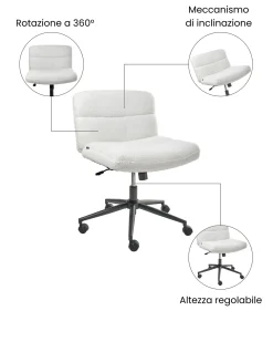 Sedia da scrivania CATLIN Bouclé Bianco