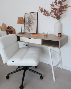 Sedia da scrivania CATLIN Bouclé Bianco