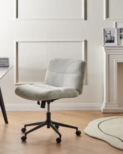 Sedia da scrivania CATLIN Bouclé Bianco