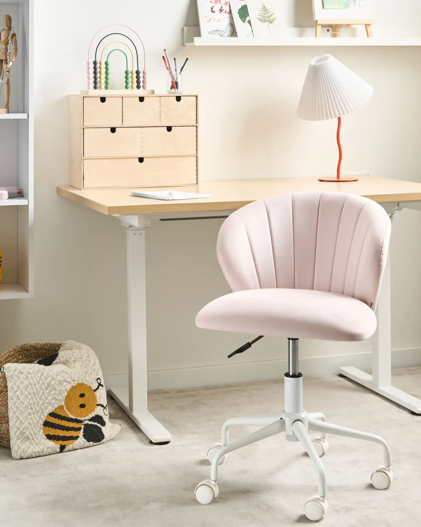 Sedia da scrivania CHEERFUL Velluto Rosa pastello