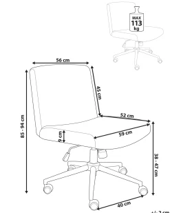 Sedia da scrivania GEDDES Velluto a coste Bianco