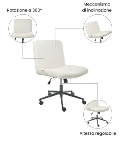 Sedia da scrivania GEDDES Velluto a coste Bianco