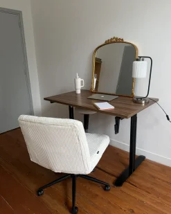 Sedia da scrivania GEDDES Velluto a coste Bianco