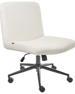 Sedia da scrivania GEDDES Velluto a coste Bianco