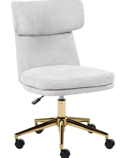Sedia da scrivania GRANBY Bouclé Grigio chiaro