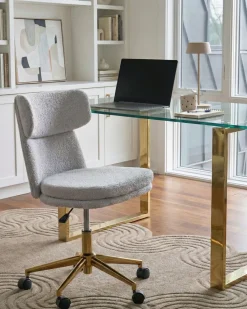 Sedia da scrivania GRANBY Bouclé Grigio chiaro