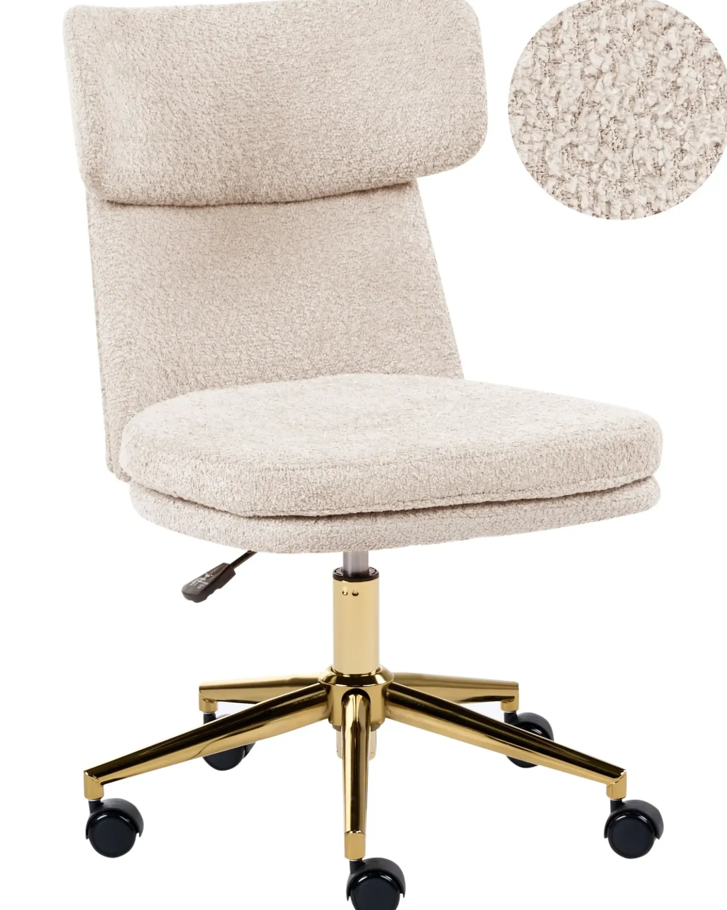 Sedia da scrivania GRANBY Bouclé Beige chiaro