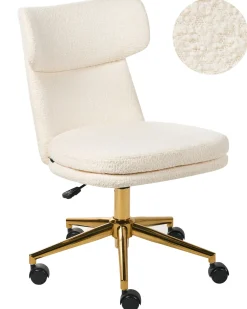 Sedia da scrivania GRANBY Bouclé Bianco sporco