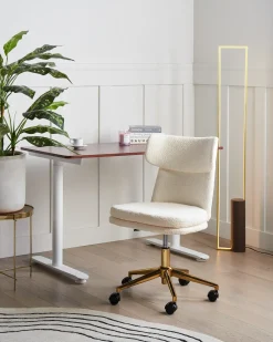 Sedia da scrivania GRANBY Bouclé Bianco sporco
