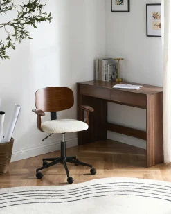 Sedia da scrivania GUNNISON Bouclé Bianco sporco