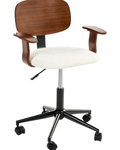 Sedia da scrivania GUNNISON Bouclé Bianco sporco