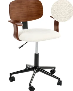 Sedia da scrivania GUNNISON Bouclé Bianco sporco