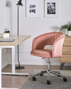 Sedia da scrivania KATONAH Velluto Rosa