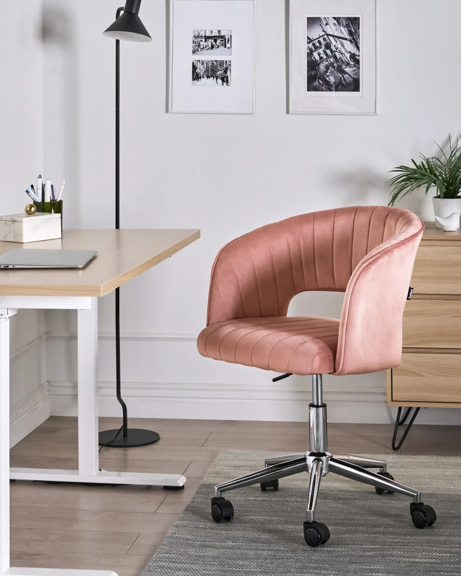 Sedia da scrivania KATONAH Velluto Rosa