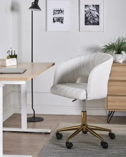 Sedia da scrivania KATONAH Bouclé Bianco sporco