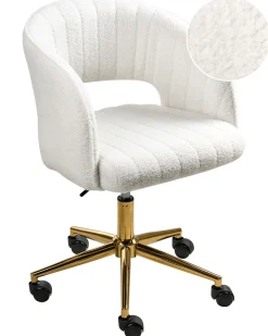 Sedia da scrivania KATONAH Bouclé Bianco sporco