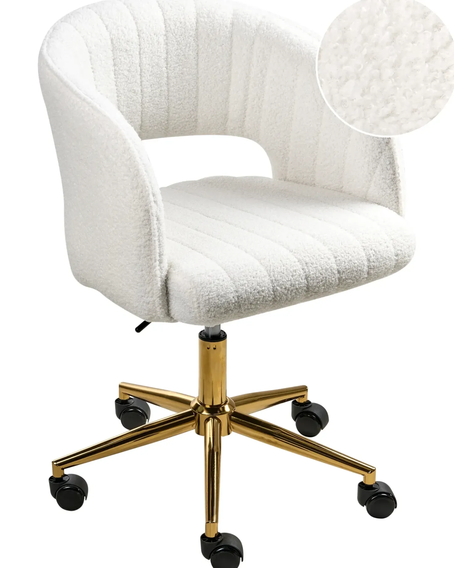 Sedia da scrivania KATONAH Bouclé Bianco sporco