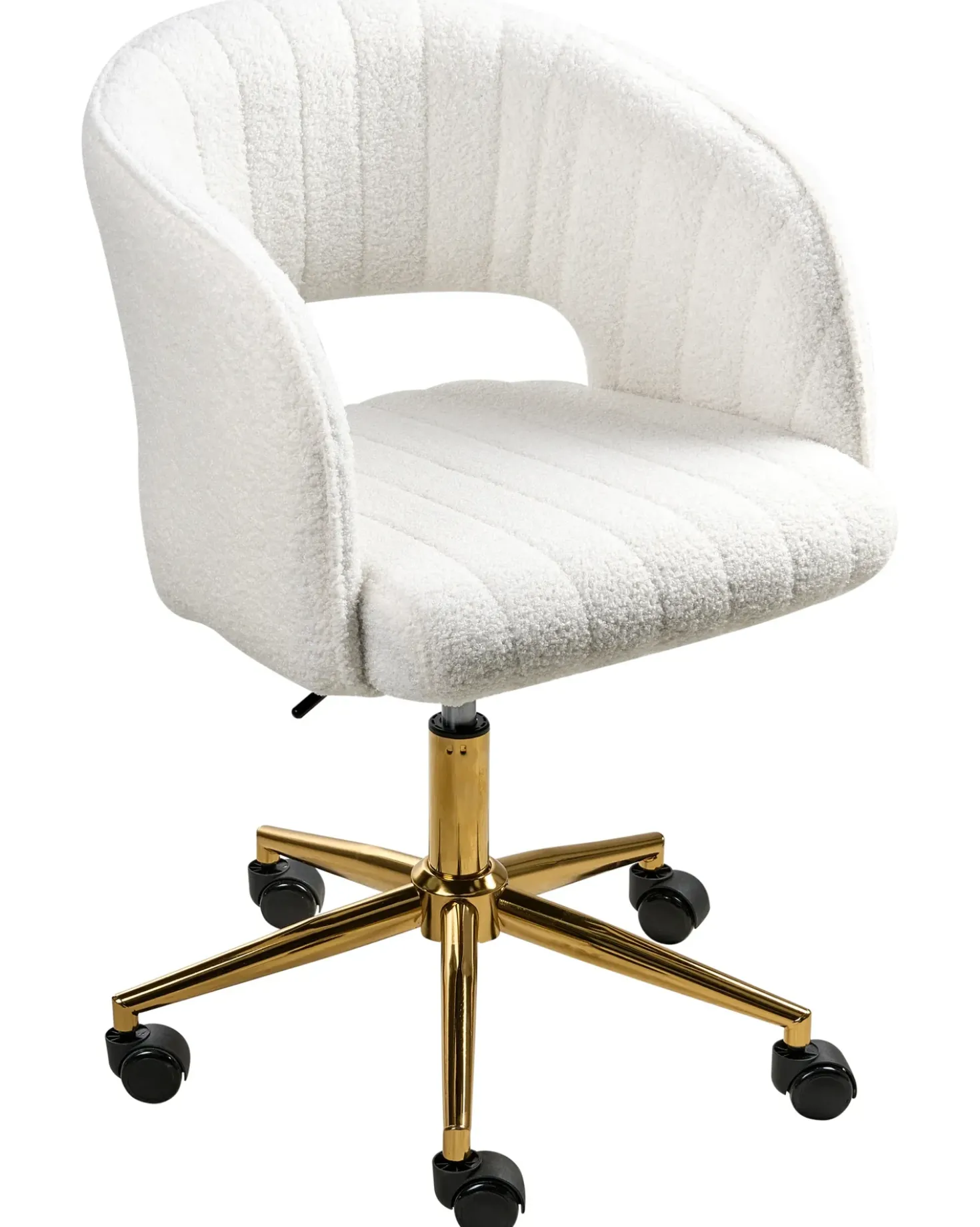Sedia da scrivania KATONAH Bouclé Bianco sporco