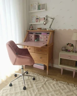 Sedia da scrivania LABELLE Velluto Rosa