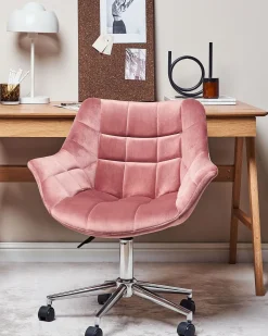 Sedia da scrivania LABELLE Velluto Rosa