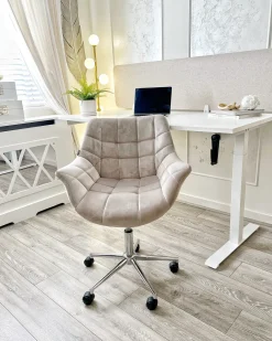 Sedia da scrivania LABELLE Velluto Grigio
