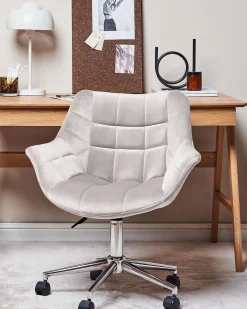 Sedia da scrivania LABELLE Velluto Grigio