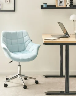 Sedia da scrivania LABELLE Velluto Azzurro