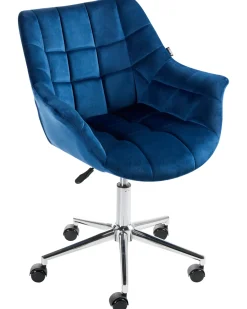Sedia da scrivania LABELLE Velluto Blu marino