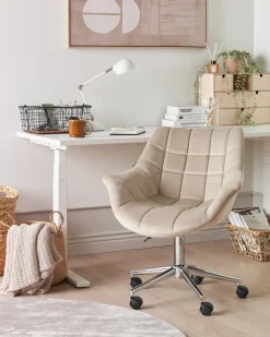 Sedia da scrivania LABELLE Velluto Beige