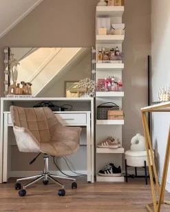 Sedia da scrivania LABELLE Velluto Beige