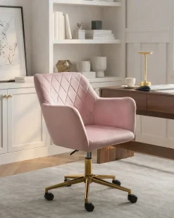 Sedia da scrivania LELORIA Velluto Rosa pastello