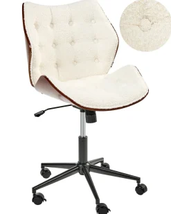 Sedia da scrivania LOMPOC Bouclé Bianco sporco