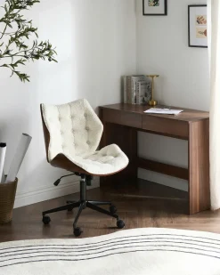 Sedia da scrivania LOMPOC Bouclé Bianco sporco