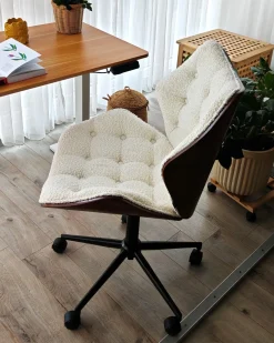 Sedia da scrivania LOMPOC Bouclé Bianco sporco