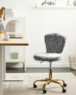 Sedia da scrivania MARGATE Finta pelliccia Grigio