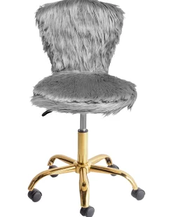 Sedia da scrivania MARGATE Finta pelliccia Grigio