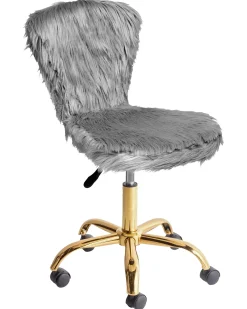 Sedia da scrivania MARGATE Finta pelliccia Grigio