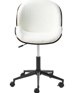 Sedia da scrivania MENESHA Bouclé Bianco