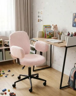 Sedia da scrivania MORAGA Bouclé Rosa pastello