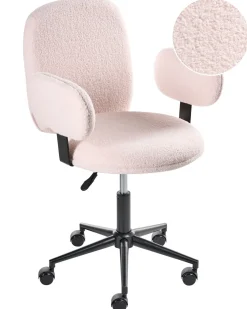 Sedia da scrivania MORAGA Bouclé Rosa pastello