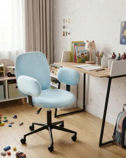 Sedia da scrivania MORAGA Velluto Azzurro